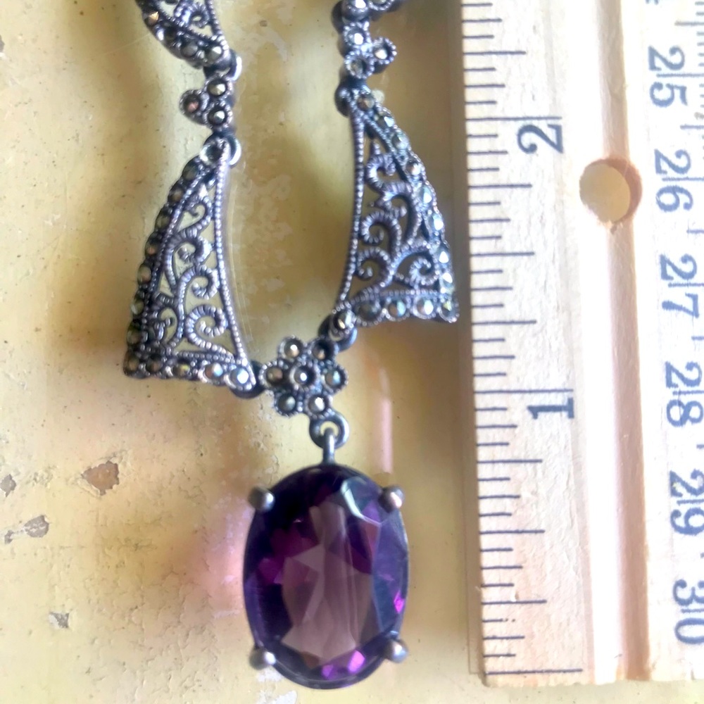 Amethyst and Marcasite 925 necklace